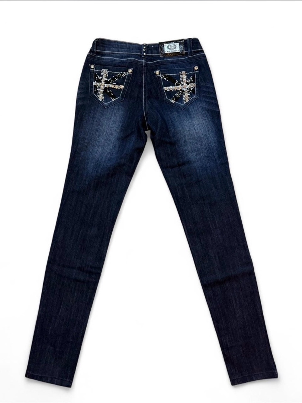 Blue Republic Low Rise Skinny Jeans With Rhinestone Pocket Design